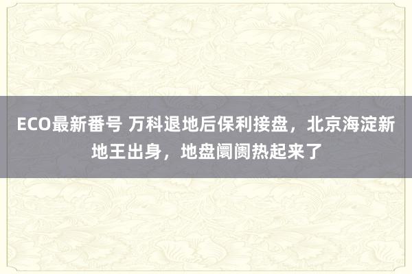 ECO最新番号 万科退地后保利接盘，北京海淀新地王出身，地盘阛阓热起来了