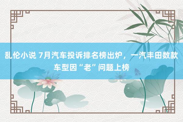 乱伦小说 7月汽车投诉排名榜出炉，一汽丰田数款车型因“老”问题上榜