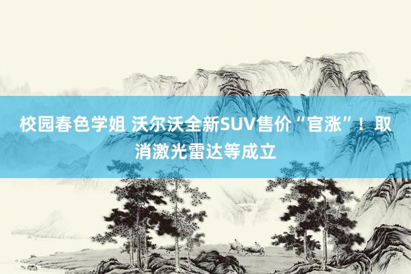 校园春色学姐 沃尔沃全新SUV售价“官涨”！取消激光雷达等成立