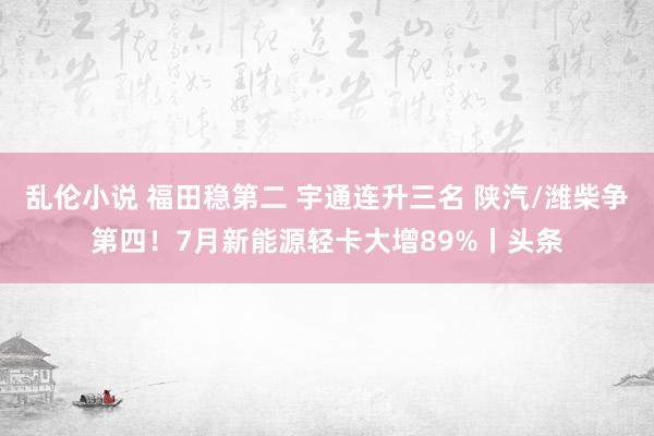 乱伦小说 福田稳第二 宇通连升三名 陕汽/潍柴争第四！7月新能源轻卡大增89%丨头条