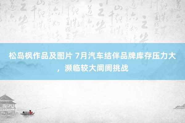 松岛枫作品及图片 7月汽车结伴品牌库存压力大，濒临较大阛阓挑战