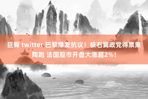 巨臀 twitter 巴黎爆发抗议！极右翼政党得票熏陶跑 法国股市开盘大涨超2%！