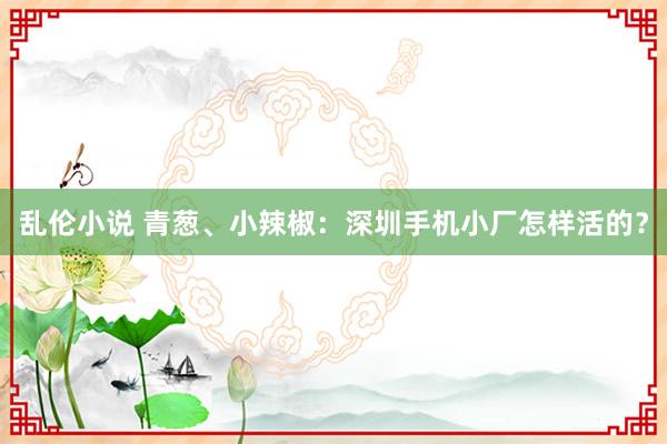 乱伦小说 青葱、小辣椒：深圳手机小厂怎样活的？