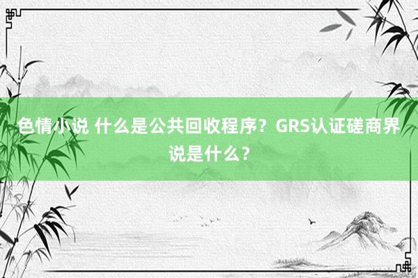 色情小说 什么是公共回收程序？GRS认证磋商界说是什么？